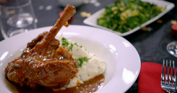 Dipa’s spicy lamb shanks with mash potatoes, carrots, cabbage and mint sauce on Britain’s  ...