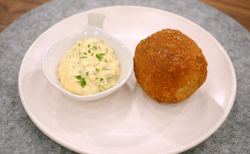 Pippa’s scotch egg with tartar sauce on Britain’s Best Home Cook