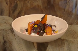 Elizabeth Haigh’s coffee roasted carrots with honey beetroot, black Australian truffles an ...