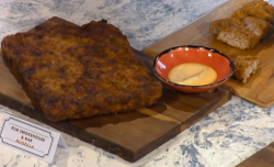 Rebecca Seal’s nugzilla chicken nuggets with white BBQ sauce on Sunday Brunch