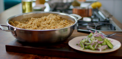 Nadiya Hussain vegetarian jollof quorn pilau with salted cucumber on Nadiya’s Family Favourites