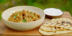 Nadiya Hussain speedy Welsh lamb bhuna with buttered naan and natural yoghurt on Saturday Kitchen