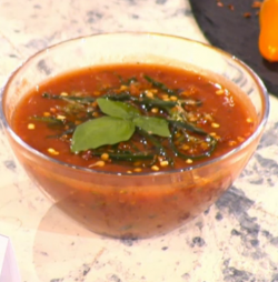 Adria Wu tomato gazpacho on Sunday Brunch