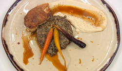 Spencer Matthews guinea fowl dish on celebrity Masterchef 2018