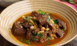 Simon Rimmer and Dermot O’Leary beef  and tomato stew with red wine, cinnamon  and vinegar ...