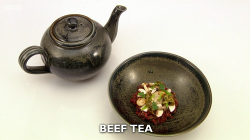 Tom Brown beef tea with seaweed starter on Great British Menu