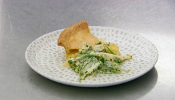 John Partridge’s cheddar cheese, potato and onion pie with coleslaw on Celebrity Masterche ...