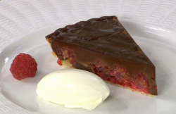 James Martin chocolate and raspberry tart with dark chocolate ganesha on James Martin’s Sa ...