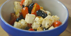 Mary Berry Greek salad with olives and feta cheese on Saturday kitchen