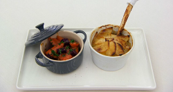 John Partridge lamb and potato Lancashire hotpot with buttered carrots and pickled beetroot on C ...