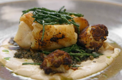 Martin Bayfield’s monkfish with cauliflower dish on Celebrity Masterchef 2018