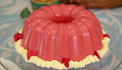 Prue Leith raspberry blancmange on the Great British Bake Off