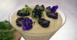 Lisa Maxwell’s lemon posset with blackberries dessert on Celebrity Masterchef 2018