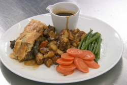 Martin Bayfield’s steak and ale pie with bone marrow and oxtail sauce on Celebrity Masterc ...