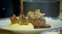 Gordon Ramsay beef fillet with whiskey and artichokes on Gordon, Gino and Fred: Road Trip