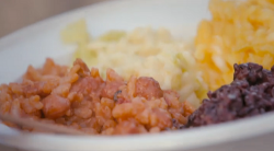 The Mondina’s black rice with Gorgonzola and pears risotto on Jamie Cooks Italy