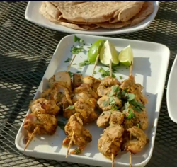 Gary McKinstry chicken  skewers with chapati flat bread on Eat Well For Less?