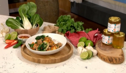 Phil Vickery sweet and sour pork meatballs with honey and water chestnuts on This Morning