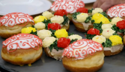 Rahul’s dulce de leche filled doughnuts and raspberry with cardamom ring doughnuts on the  ...