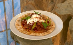 Josh Katz Minute steak with tomato gravy and Aleppo chilli butter on Saturday Kitchen