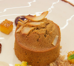 Michelle’s rum cake with pineapple and panna cotta on MasterChef: The Professionals