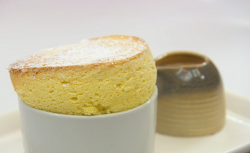 Mohan’s jackfruit souffle with Malaysian inspired ginger tea creme Anglaise on MasterChef: ...