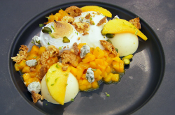 Mathew’s mango parfait with Italian meringue dessert on MasterChef: The Professionals