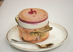 Alex’s raspberry souffle with cream cheese ice cream on MasterChef: The Professionals