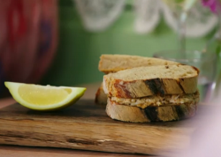 Jamie Oliver crab sandwich with brown crab meat sauce on Jamie and Jimmy’s Friday Night Feast