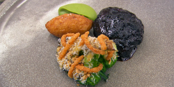 Mathew’s braised ox cheeks with broccoli dish on MasterChef: The Professionals