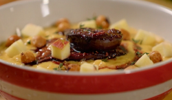 Paul Ainsworth mulled poached figs with vanilla rice pudding and fresh apples on The Best Christ ...