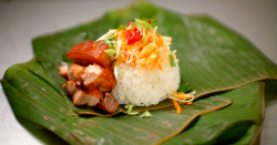 Lee and Sinead’s Filipino pork with rice dish served at BBQ Dreamz on My Million Pound Menu