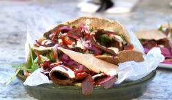 Matt Pritchard vegan kebab on Sunday Brunch