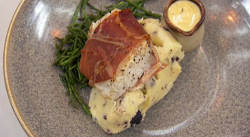 Annabelle’s cod wrapped in ham with black pudding mash potato on MasterChef 2019