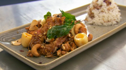 Yui’s crispy prawns with son-in-law eggs and rice on Masterchef 2019