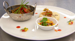 Jim’s kada mutta curry with cardamon rice and pineapple chutney on Masterchef 2019