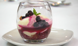 Carise’s lemon and ginger cheesecake with blueberry compote on Masterchef 2019