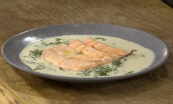 James Martin salmon with sorrel and courgettes on James Martin’s Saturday Morning