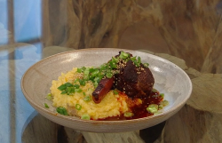 Jordan  Bourke’s slow roast lamb shanks with swede and potato mash on Saturday Kitchen