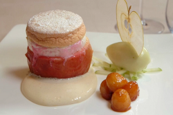 Raymond Blanc apple and calvados souffle with apple sorbet on Masterchef 2019