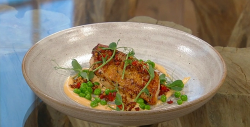 Gary O’Hanlon chicken mornay with chorizo, peas and cheese sauce on Saturday kitchen