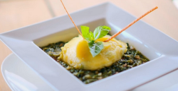 Antigua’s pepper pot stew with cornmeal fungi national dish on Ainsley’s Caribbean K ...