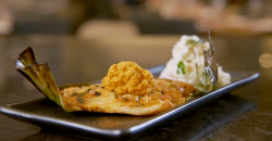 Vivek Singh sea bass with green mango and coconut chutney on Parveen’s Indian Kitchen