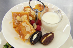 Amal’s semolina cake with stuffed dates and milk on Masterchef 2019