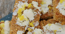 Ryland’s lemon and white chocolate flapjacks on The Great Celebrity Bake Off for stand up  ...