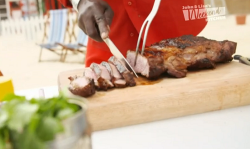 Levi Roots ultimate BBQ roast lamb with potatoes and a  pomegranate and mint salad on John and L ...