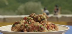 Gino’s chicken in Sardinian beer on John and Lisa’s Weekend Kitchen