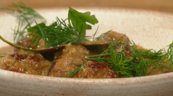 Ben Tish meatballs with almond, garlic, bread and sherry sauce on Saturday Kitchen