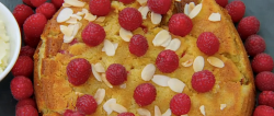 Krishnan’s raspberry and almond polenta cake on Great Celebrity Bake Off Stand Up To Cance ...