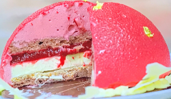 Adam and Sam’s red velvet cake with raspberry and cream cheese on Bake Off: The Profession ...